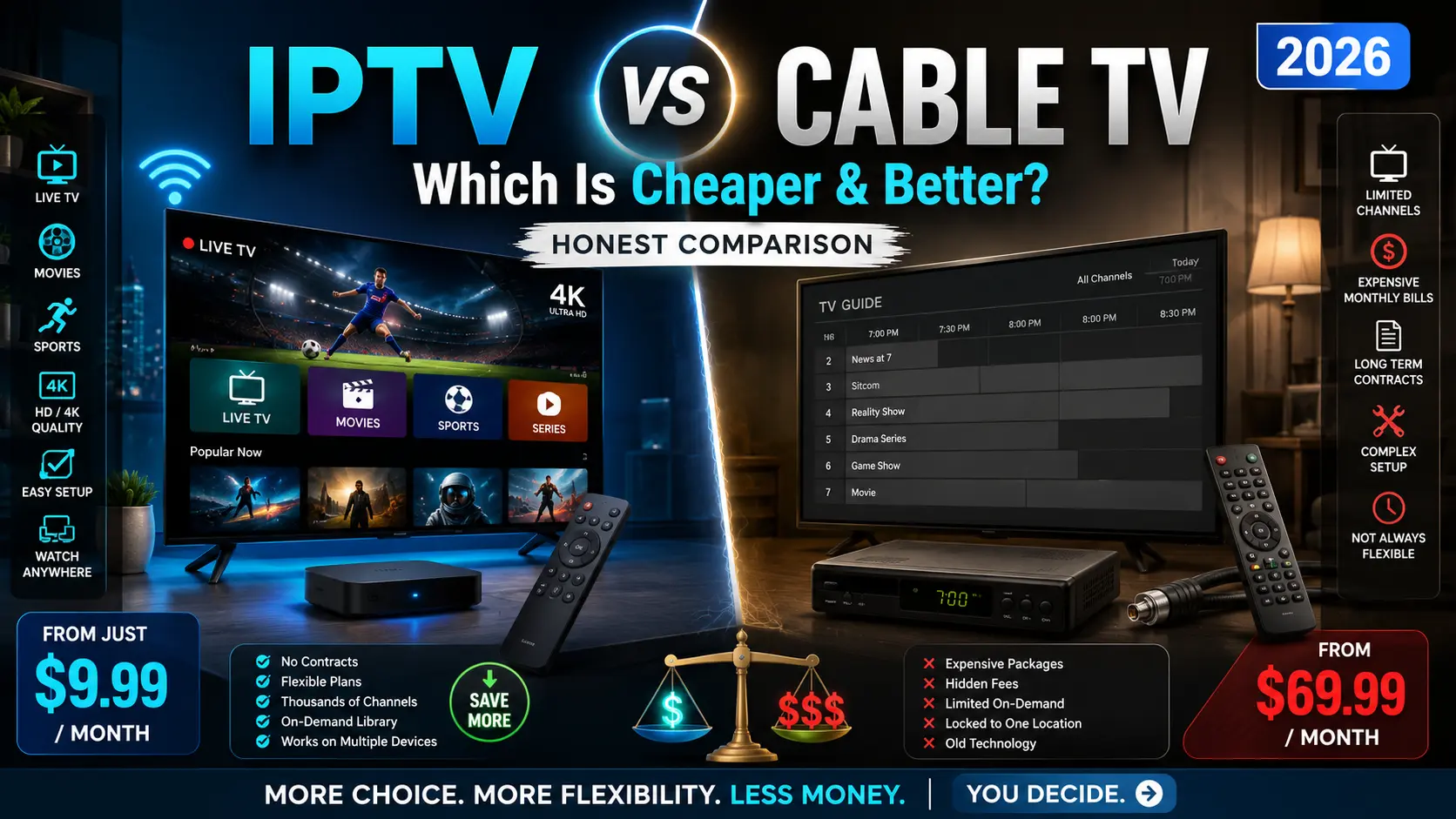 IPTV vs Cable TV (2026): Which Is Cheaper & Better? Honest Comparison